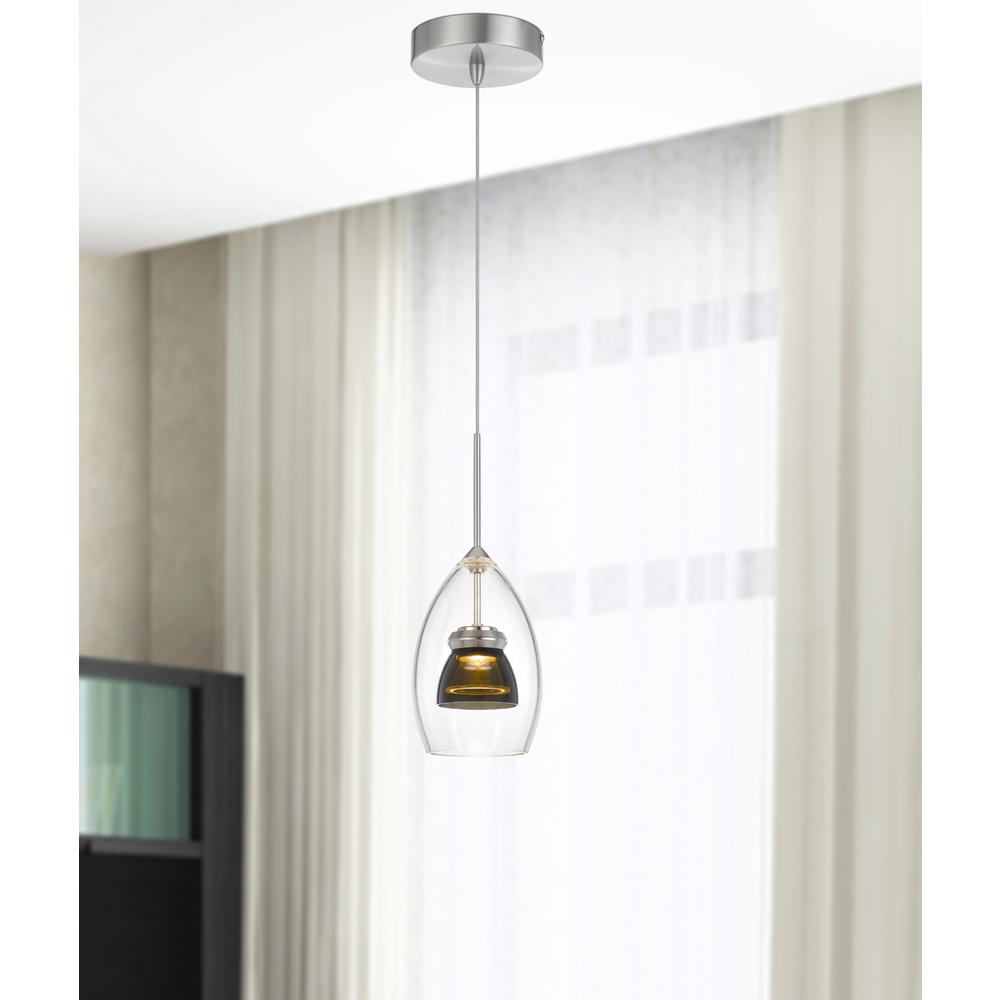 Integrated dimmable LED double glass mini pendant light. 6W, 450 lumen, 3000K, Smoked