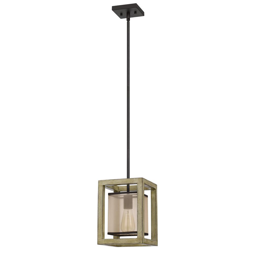 Palencia rubber wood pendant with organza shade