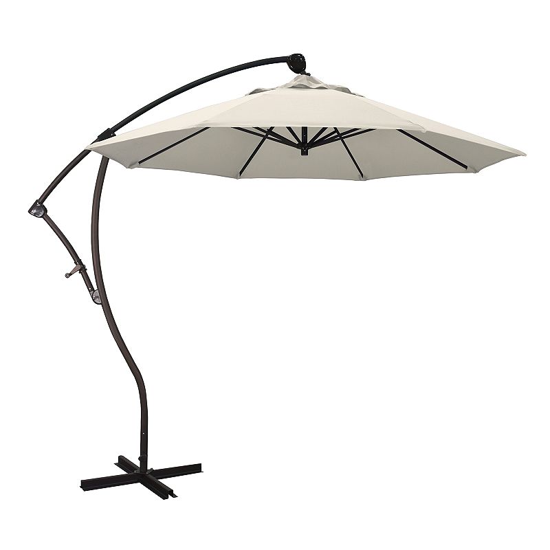 BAYSIDE SERIES 9FT CRANK LIFT ALUM CANTILEVER UMBRELLA IN ANTIQUE BEIGE OLEFIN