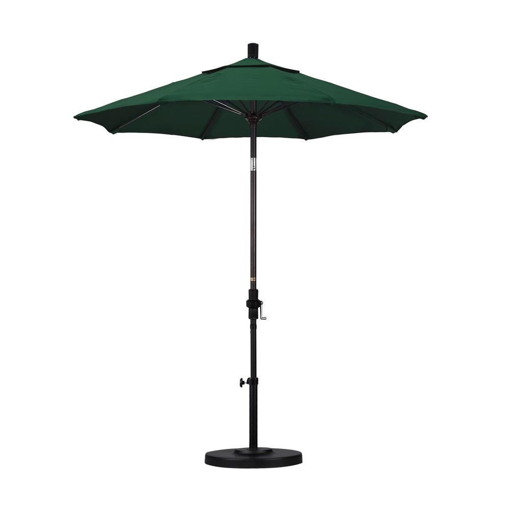 SUN MASTER SERIES 7.5FT ALUM/FIBERGLASS CRANK COLLAR TILT MARKET UMBRELLA IN GREEN SUNBRELLA