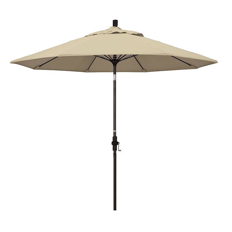 SUN MASTER SERIES 9FT ALUM/FIBERGLASS CRANK COLLAR TILT MARKET UMBRELLA IN BEIGE SUNBRELLA