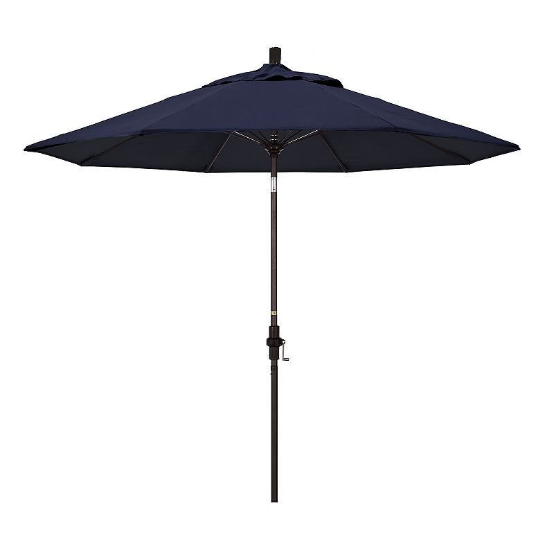 SUN MASTER SERIES 9FT ALUM/FIBERGLASS CRANK COLLAR TILT MARKET UMBRELLA IN NAVY BLUE SUNBRELLA