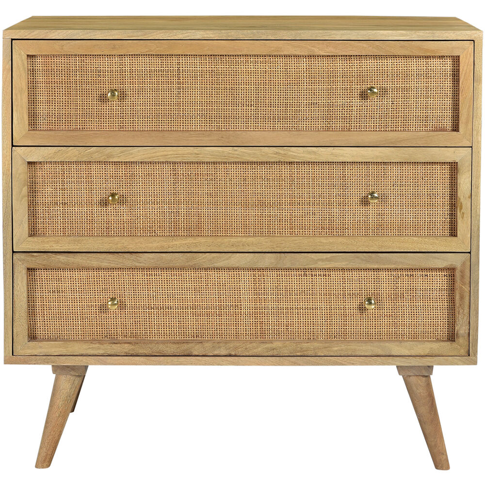 Parkview Mango Wood 3-Drw Chest, Rattan Front Drawers,33.5&quot;Wx18&quot;Dx31.5&quot;H