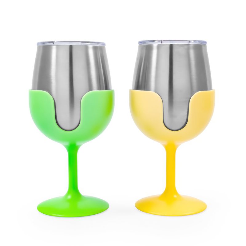 Life Is Better At The Campsite Wine Tumbler Set (Green/Yellow)