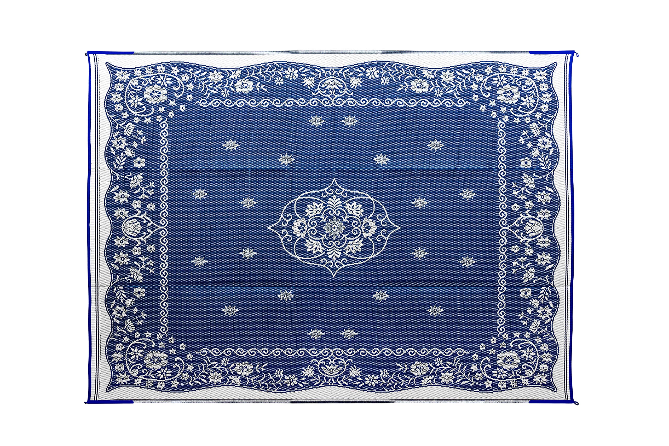 OUTDOOR MAT 9FT X 12FT BLUE ORIENTAL W/UV