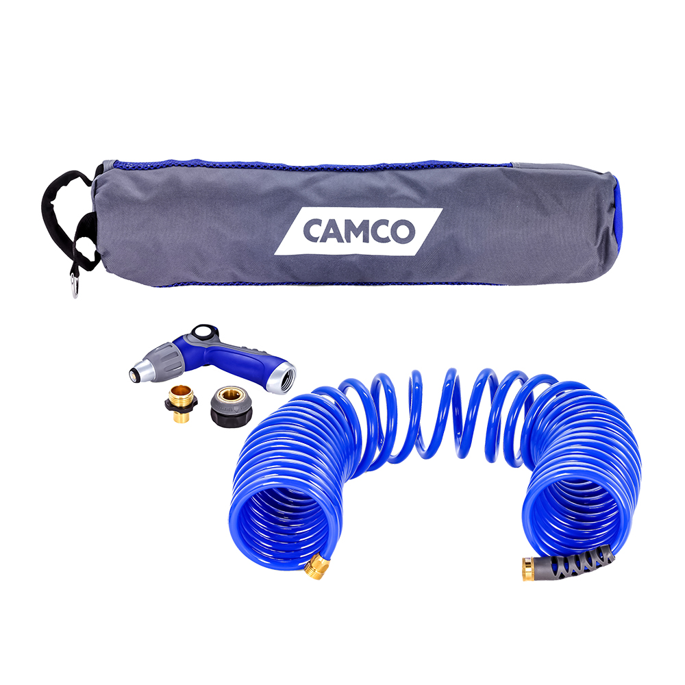 Camco 40' Coiled Hose & Spray Nozzle Kit