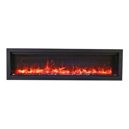 74" Clean face Electric Built-in with log and glass, black steel surround