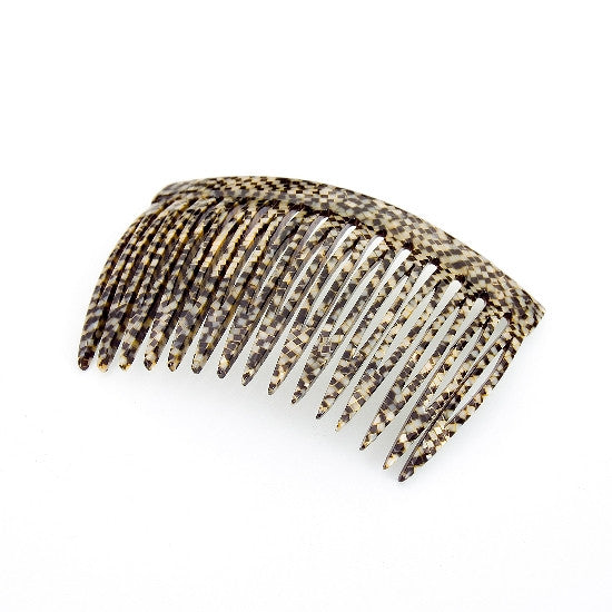 Classic Handmade Side Hair Comb in Pearlised Colors - Silver J. Nahon Card