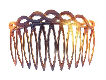 French Side Hair Combs in Tortoise Shell - No Black Blank Card
