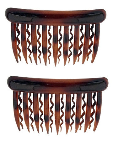French Side Hair Combs in Wavy and Straight Tortoise Shell Combs - Tortoise Silver J. Nahon Card