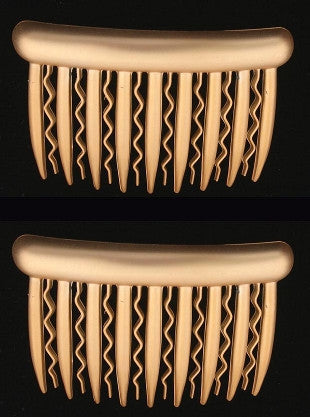 Gold & Silver Side Hair Combs w/ Straight & Wavy Teeth - Silver J. Nahon Card No