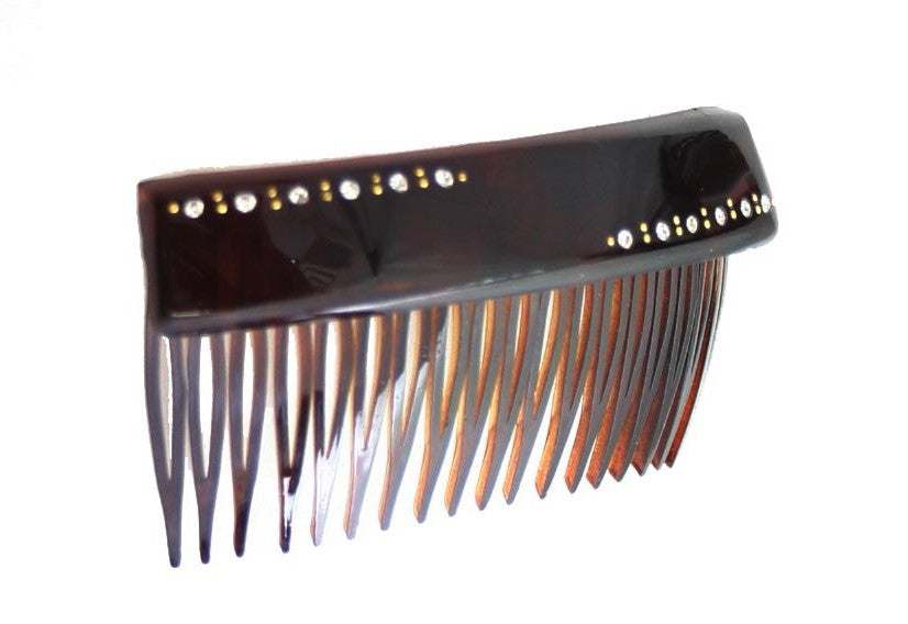 Lip Back Comb with Crystal Stones (in Tortoise Shell) - Line No Gold Caravan Card