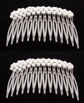 Pearl Side Hair Combs (pair) - White Caravan Card No