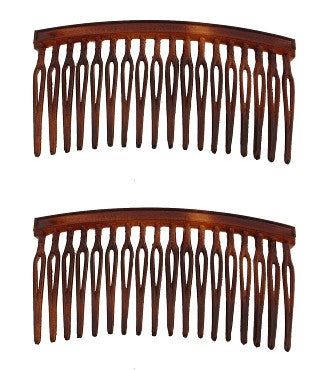 Small Tortoise Shell / Wire Twist Side Hair Combs - Gift Wrap White Caravan Card