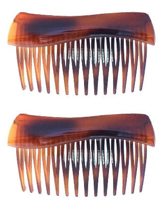 Wave Top Tortoise Shell Side Hair Comb (pair) - No Black Blank Card
