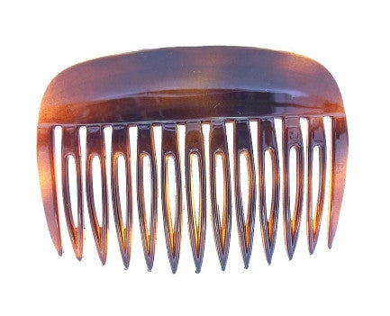 Wide Rim French Tortoise Shell Side Hair Comb - Gift Wrap Black Caravan Card