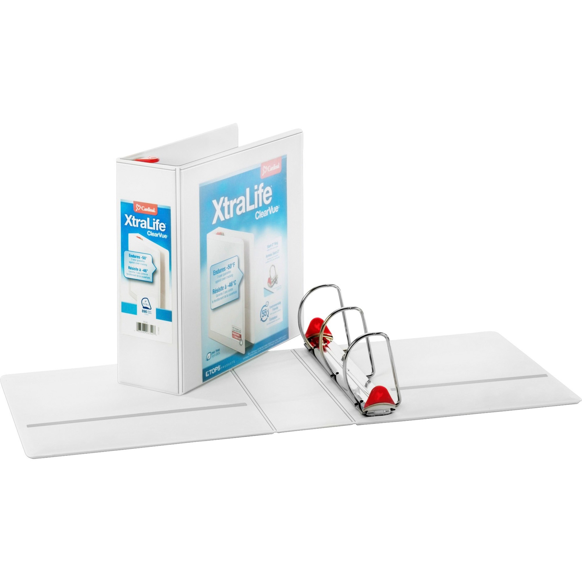 Cardinal Xtralife ClearVue Locking Slant-D Binders - 4" Binder Capacity - Letter - 8 1/2" x 11" Sheet Size - 890 Sheet Capacity 