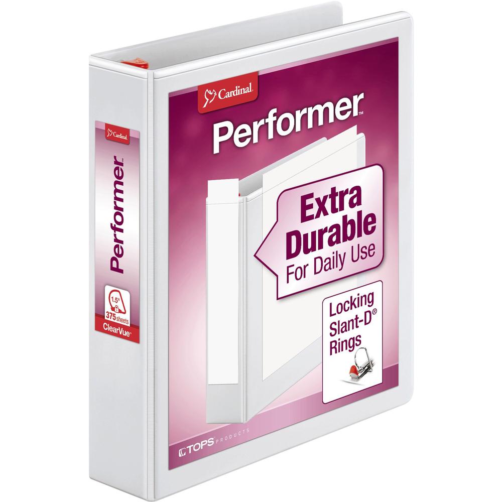 Cardinal Xtravalue Clearvue Locking D-Ring Binder - 1 1/2" Binder Capacity - Letter - 8 1/2" x 11" Sheet Size - 375 Sheet Capaci