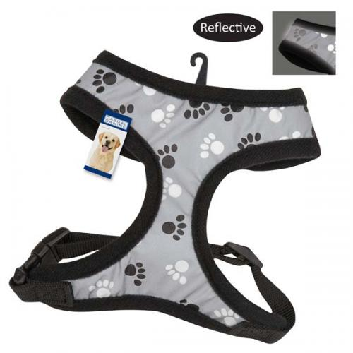 Casual Canine Reflective Pawprint Harnesses Large Black
