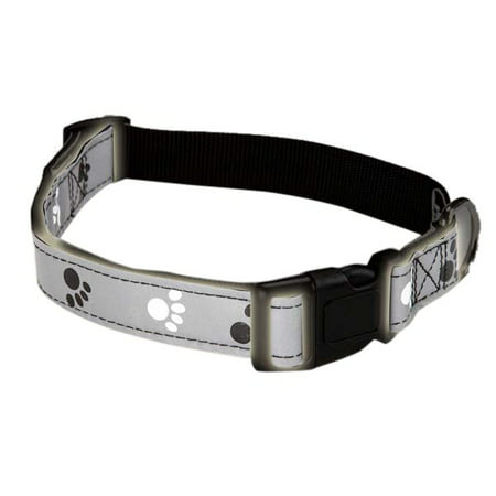 CC Reflect Pawprint Collar 14-20in Black