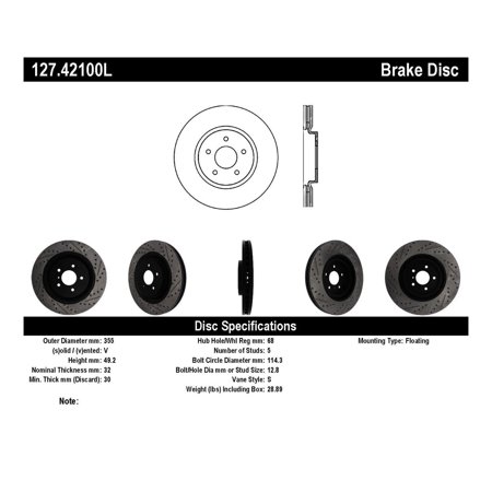 STOPTECH SPORT SLOTTED/DRILLED BRAKE ROTOR