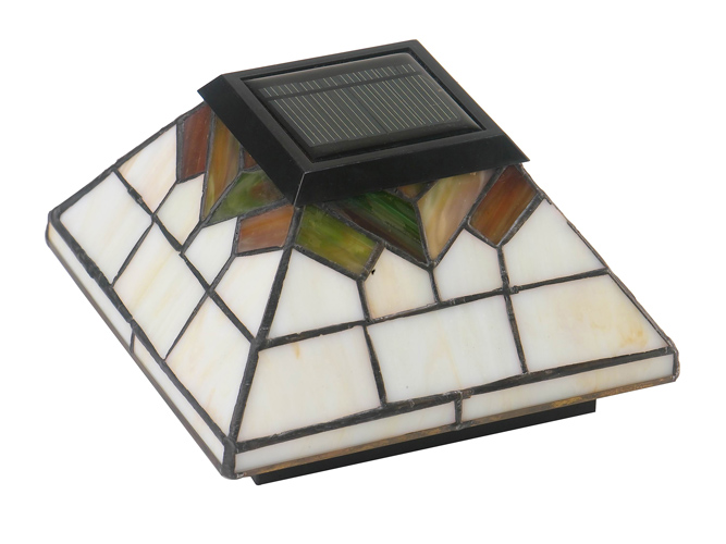 5x5/4x4/3.5x3.5 STAINED GLASS WELLINGTON SOLAR POST CAP