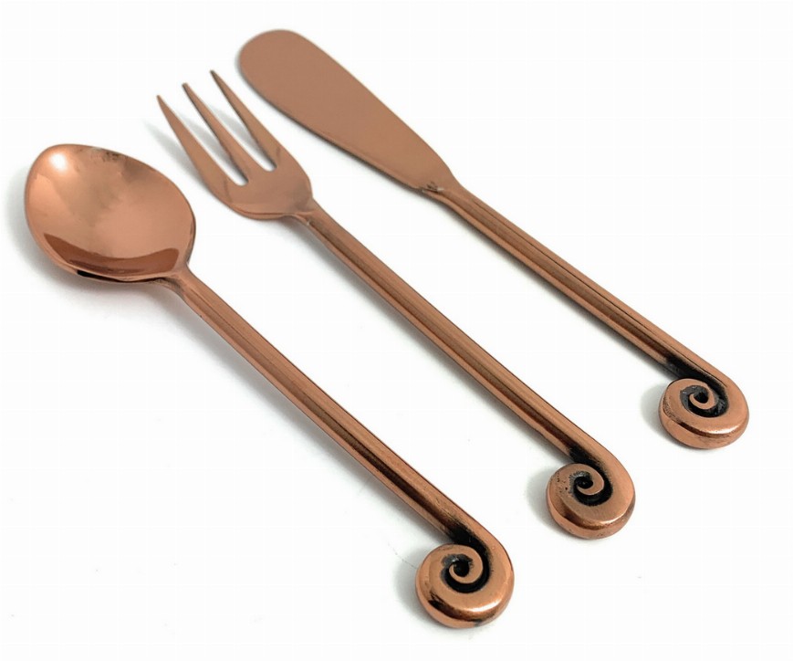 Vibhsa Breakfast Flatware Set of 24 Pieces (Treble Note, Copper)