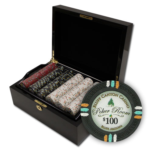 500Ct Claysmith Bluff Canyon Poker Chip Set in Mahogany Case