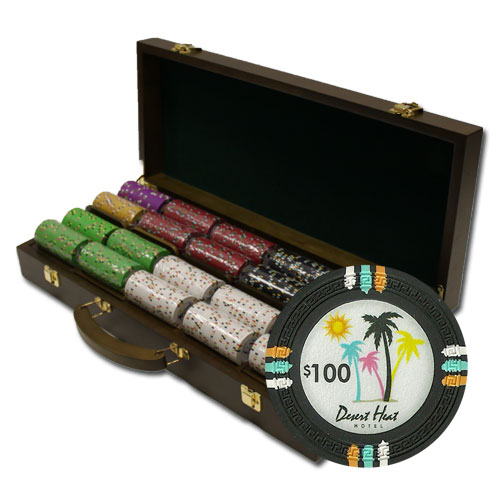500Ct Claysmith Gaming Desert Heat Poker Chip Set in Walnut Case