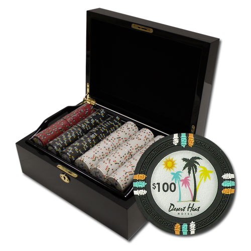 500Ct Custom Claysmith Desert Heat Poker Chip Set in Mahogany