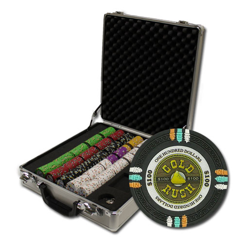 500Ct Custom Claysmith Gold Rush Poker Chip Set in Claysmith