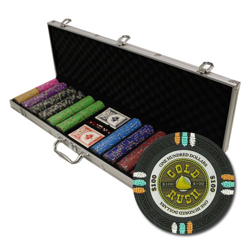 600Ct Custom Claysmith Gold Rush Poker Chip Set in Aluminum Case