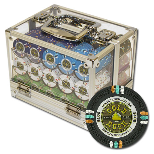 600Ct Claysmith Gaming Gold Rush Poker Chip Set in Acrylic Case