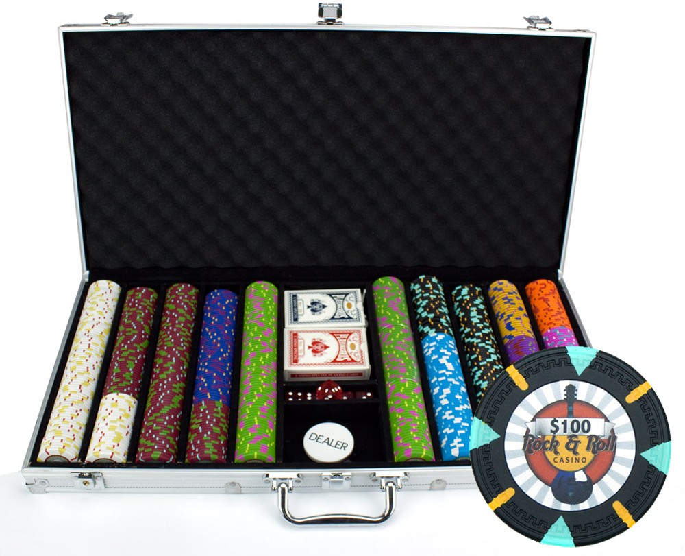 750 Count Custom Poker Chip Set - Rock & Roll in Aluminum