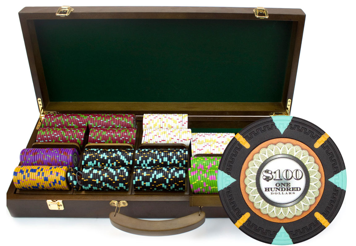 500 Count Custom Poker Chip Set - The Mint in Walnut