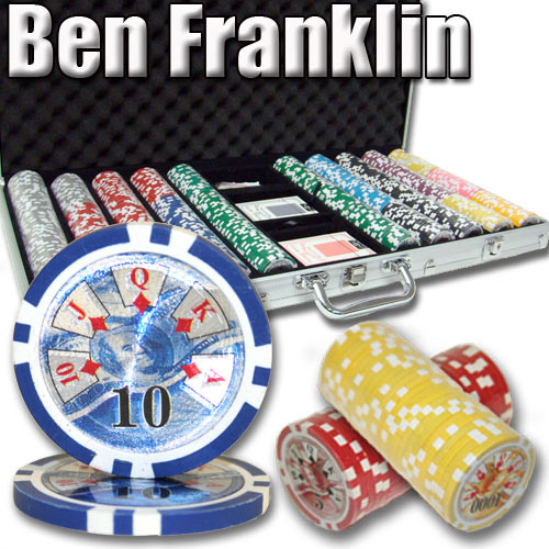 750 Count - Custom Breakout - Poker Chip Set - Ben Franklin 14 G - Aluminum