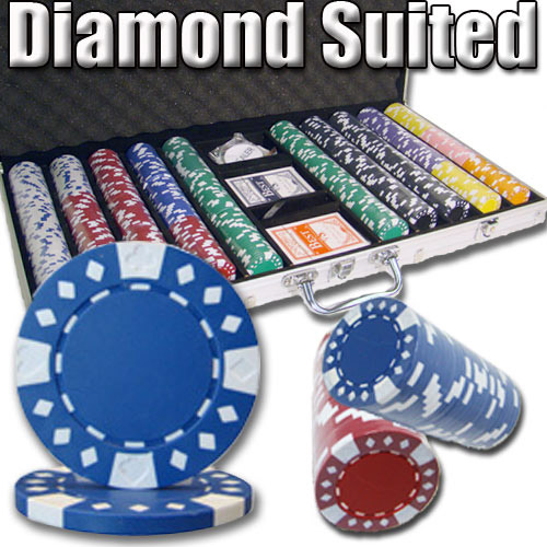 750 Count - Pre-Packaged - Poker Chip Set - Diamond Suited 12.5 G - Aluminum