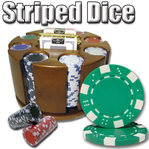 200 Count - Pre-Packaged - Poker Chip Set - Striped Dice 11.5 G - Carousel