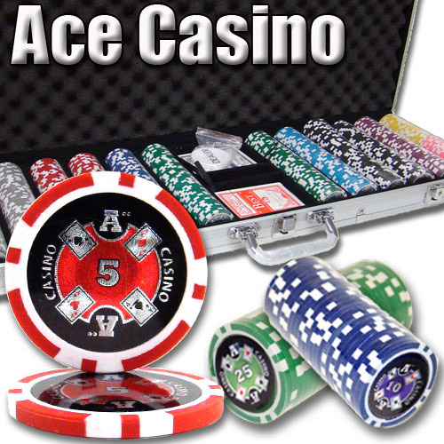 600 Count - Pre-Packaged - Poker Chip Set - Ace Casino 14 Gram - Aluminum