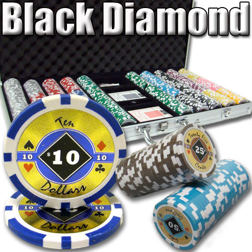 750 Count Black Diamond Poker Chip Set 14g Custom Breakout W/ Case