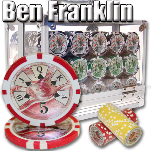 600 Count - Custom Breakout - Poker Chip Set - Ben Franklin 14 G - Acrylic