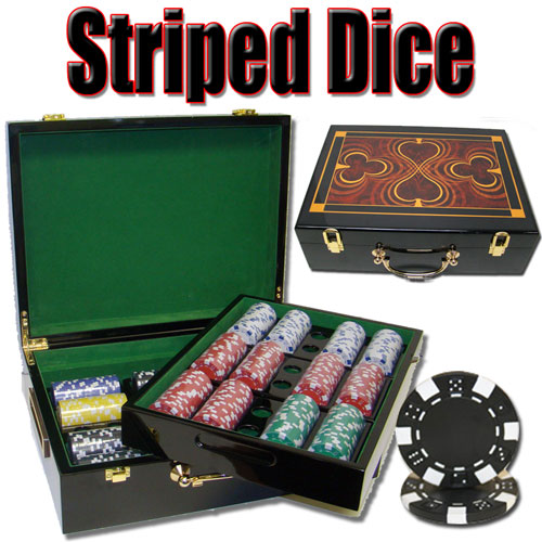 500 Count - Pre-Packaged - Poker Chip Set - Striped Dice 11.5g - Hi Gloss