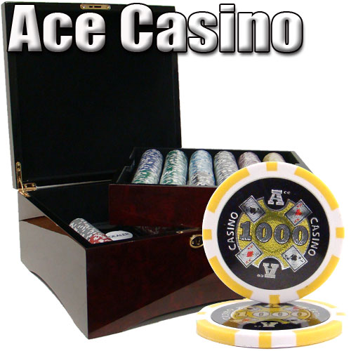 750 Count - Custom Breakout - Poker Chip Set - Ace Casino 14 Gram - Mahogany