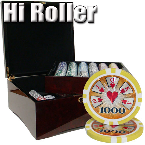 750 Count - Custom Breakout - Poker Chip Set - Hi Roller 14 G - Mahogany