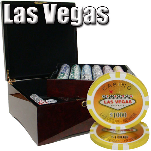 750 Count - Pre-Packaged - Poker Chip Set - Las Vegas 14 G - Mahogany