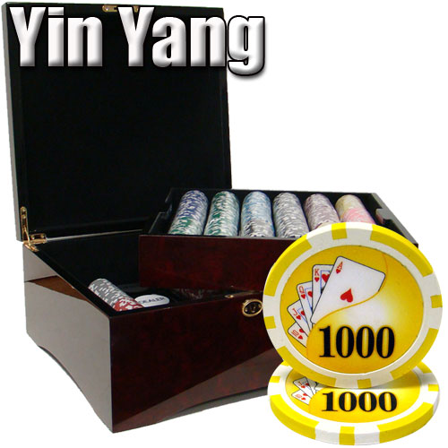 750 Count - Pre-Packaged - Poker Chip Set - Yin Yang 13.5 G - Mahogany