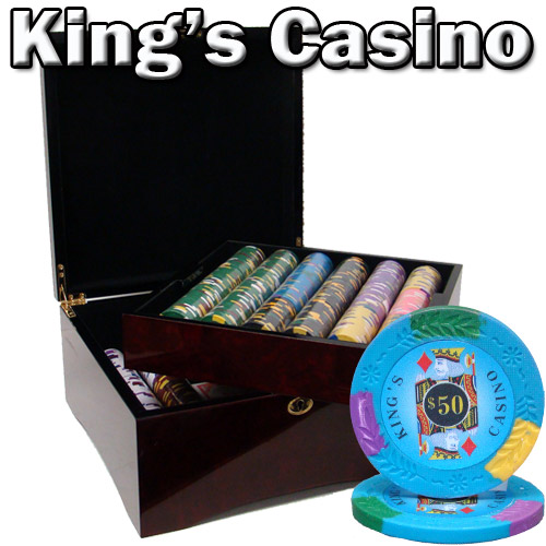 750 Count - Custom Breakout - Poker Chip Set - Kings Casino 14 G - Mahogany Case