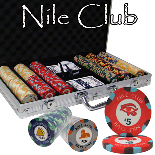 300 Ct Pre-Packaged Nile Club Poker Chip Set - Aluminum