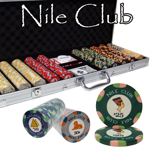 500 Ct Standard Breakout Nile Club Poker Chip Set - Aluminum Case