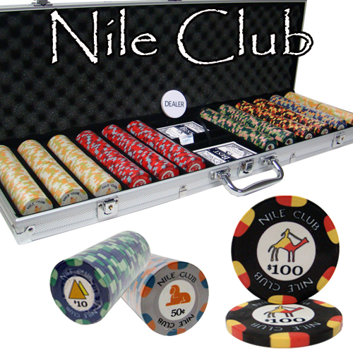 600 Ct Standard Breakout Nile Club Poker Chip Set - Aluminum Case